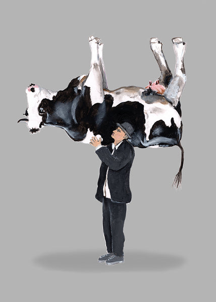 Carrying a Cow Art Print by Coco de Paris