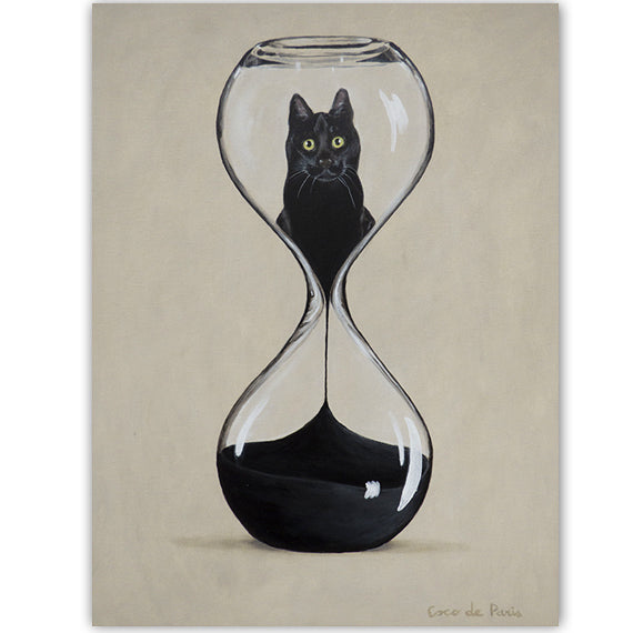 Hourglass Cat original canvas painting by Coco de Paris