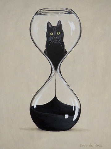 Hourglass Cat original canvas painting by Coco de Paris