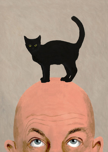 Man with black cat, Art Print by Coco de Paris