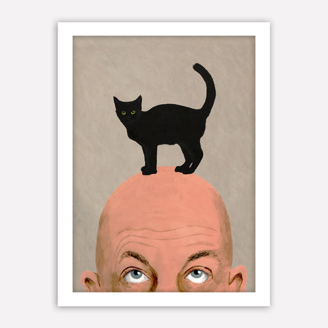 Man with black cat, Art Print by Coco de Paris