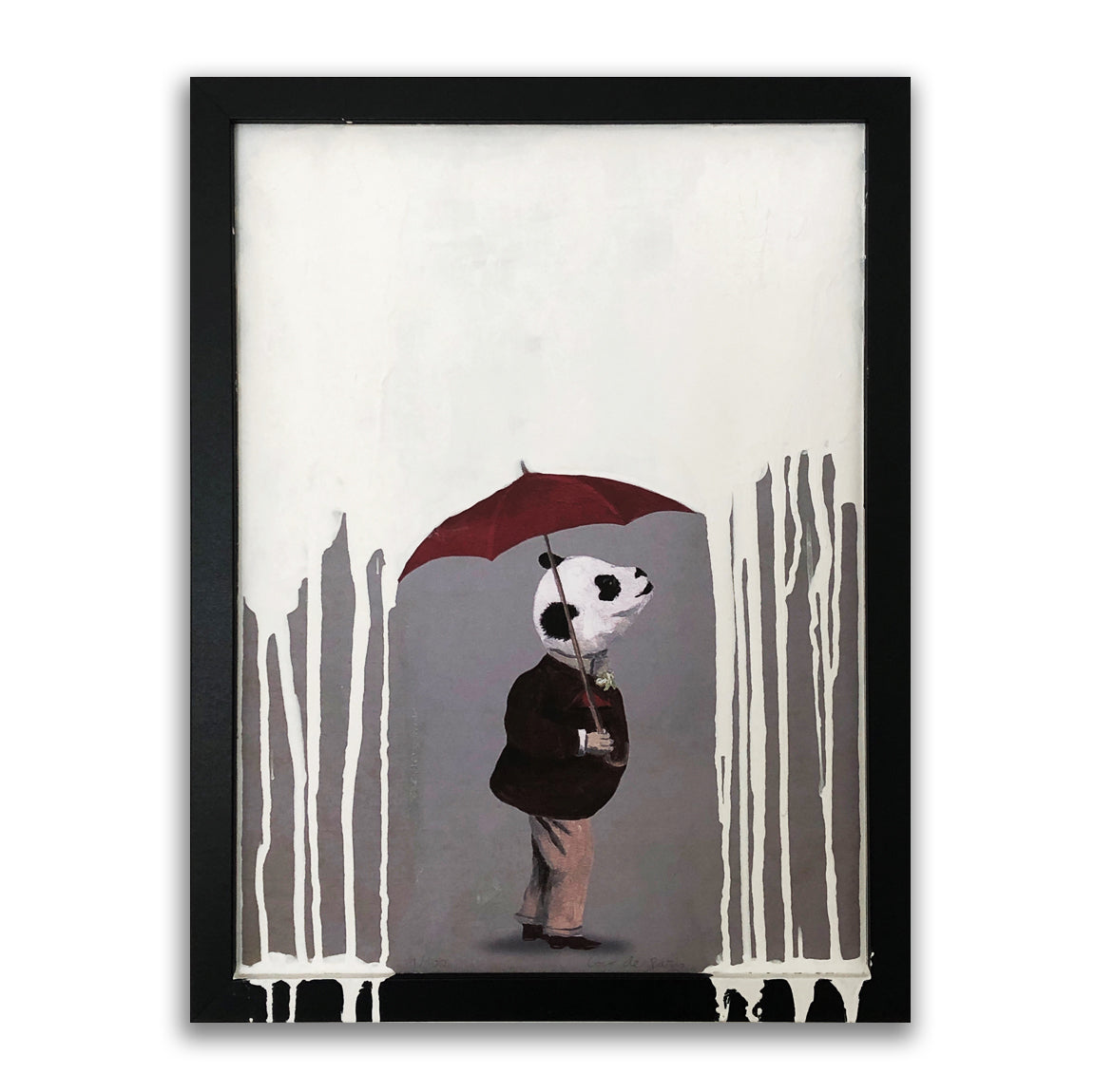 Panda in the rain