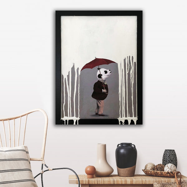 Panda in the rain