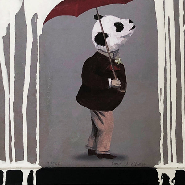 Panda in the rain