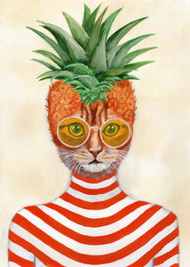 Pineapple Cat, original painting by Coco de Paris