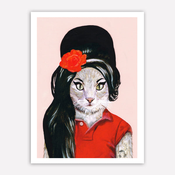 Amy Winehouse Cat Art Print by Coco de Paris