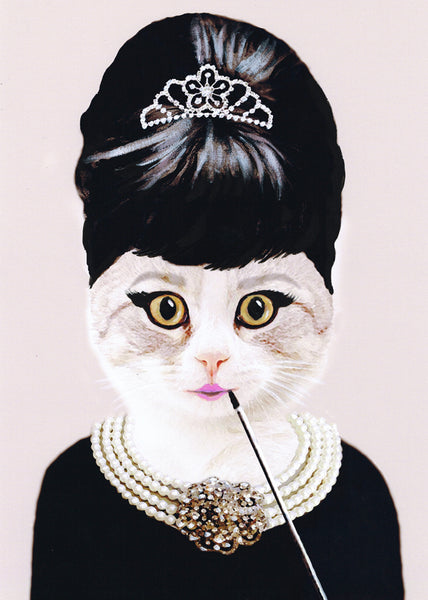 Audrey Hepburn Cat Art Print by Coco de Paris