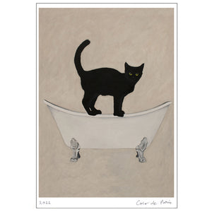 Black Cat on bathtub Art Print by Coco de Paris