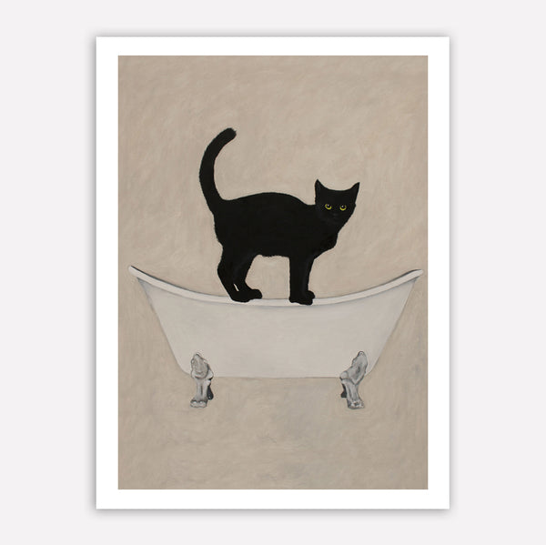 Black Cat on bathtub Art Print by Coco de Paris