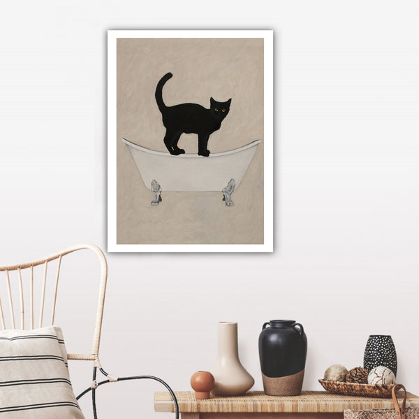 Black Cat on bathtub Art Print by Coco de Paris