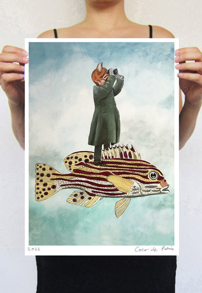Cat fish Art Print by Coco de Paris