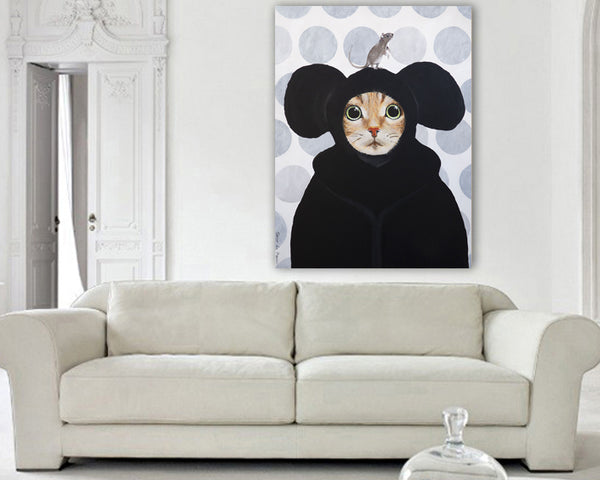 Cat and Mouse original canvas painting by Coco de Paris
