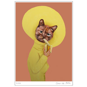 Cat with banana Art Print by Coco de Paris