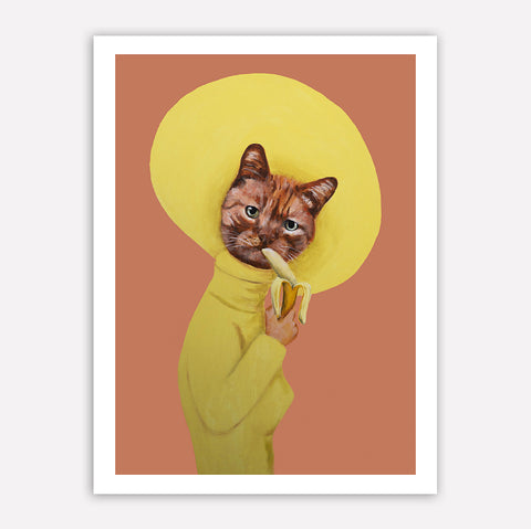 Cat with banana Art Print by Coco de Paris