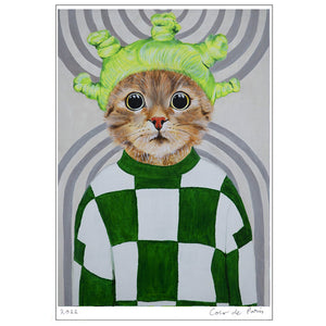 Cat retro style Art Print by Coco de Paris