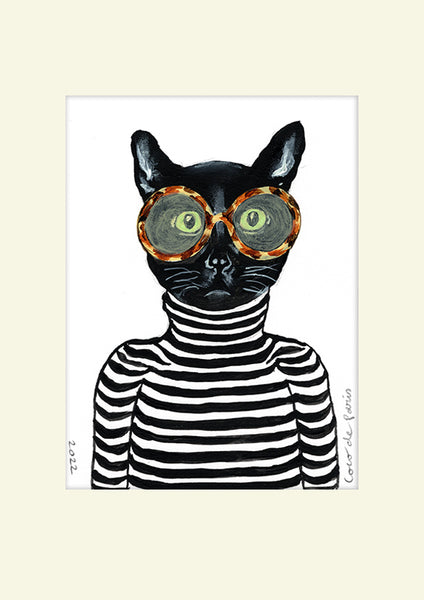 Stripy Cat original painting by Coco de Paris