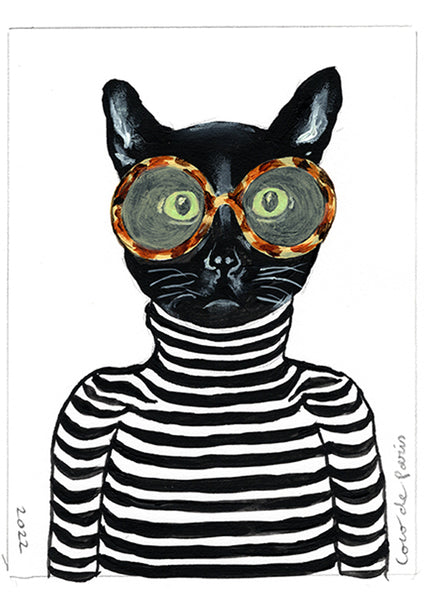 Stripy Cat original painting by Coco de Paris