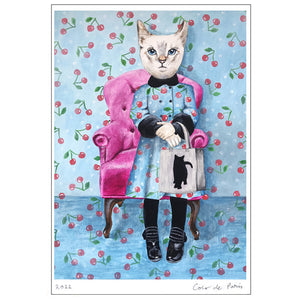 Cat with cat bag Art Print by Coco de Paris