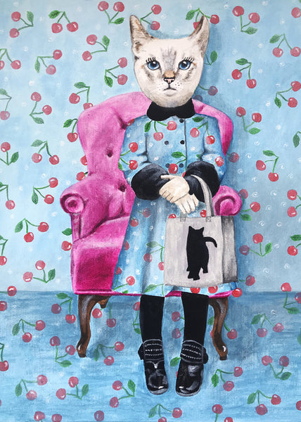 Cat with cat bag Art Print by Coco de Paris