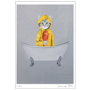 Cat in bathtub Art Print by Coco de Paris