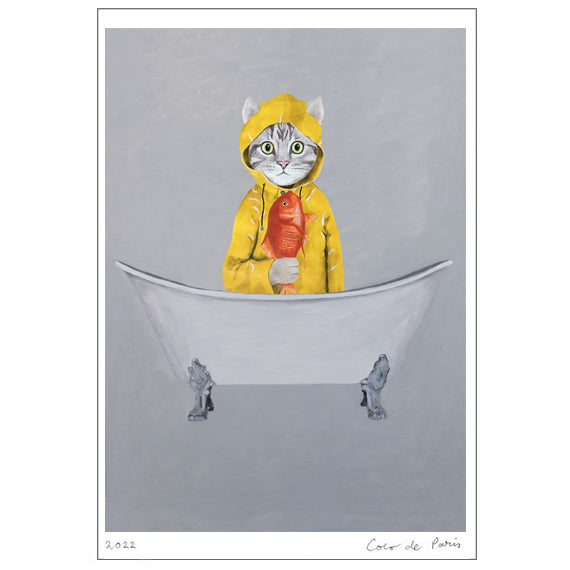 Cat in bathtub Art Print by Coco de Paris