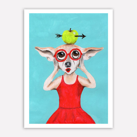 Chihuahua with apple original Art Print by Coco de Paris