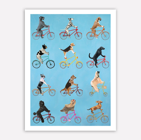 Cycling dogs Art Print by Coco de Paris