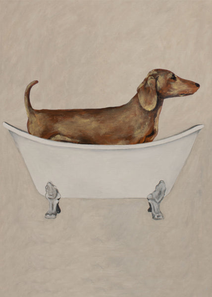 Dachshund in bathtub Art Print by Coco de Paris