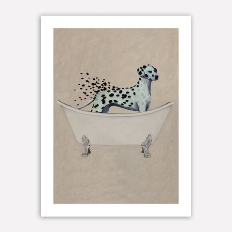 Dalmatian in bathtub cycling Art Print by Coco de Paris