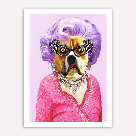 Dame Edna Bulldog Art Print by Coco de Paris