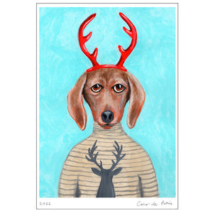 Dachshund Deer Art Print by Coco de Paris