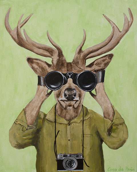 Deer hunter original canvas painting by Coco de Paris