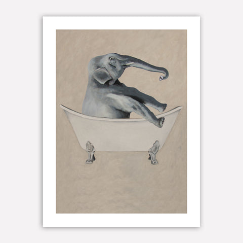 Elephant in bathtub Art Print by Coco de Paris