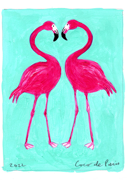 Flamingo Love original painting by Coco de Paris
