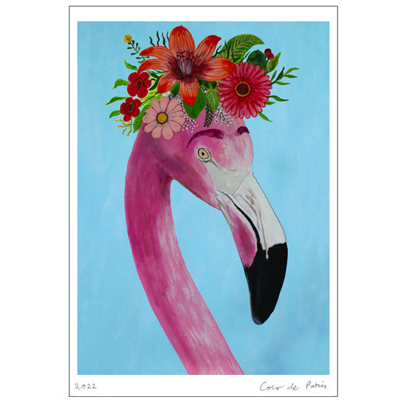 Frida Kahlo Flamingo Art Print by Coco de Paris