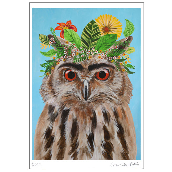 Frida Kahlo Owl Art Print by Coco de Paris