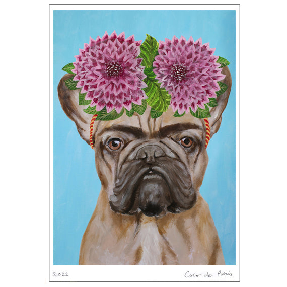 Frida Kahlo Bulldog Art Print by Coco de Paris