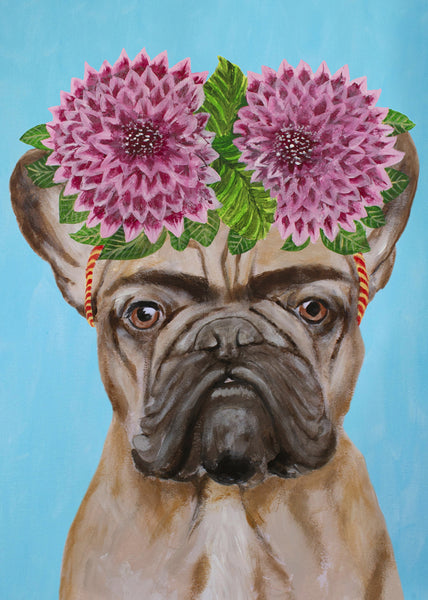 Frida Kahlo Bulldog Art Print by Coco de Paris