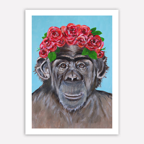 Frida Kahlo Chimpanzee Art Print by Coco de Paris