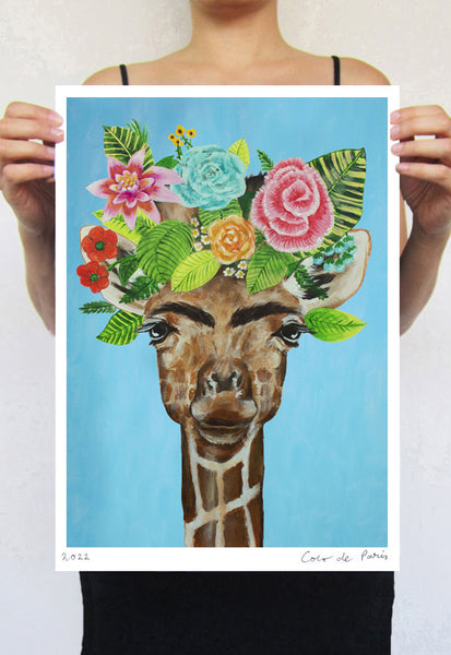 Frida Kahlo Giraffe Art Print by Coco de Paris