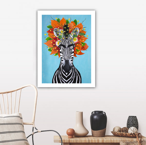 Frida Kahlo Zebra Art Print by Coco de Paris