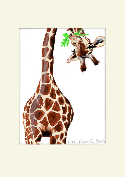 Giraffe upside down original painting by Coco de Paris