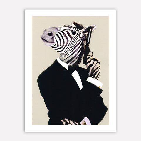 James Bond Zebra Art Print by Coco de Paris
