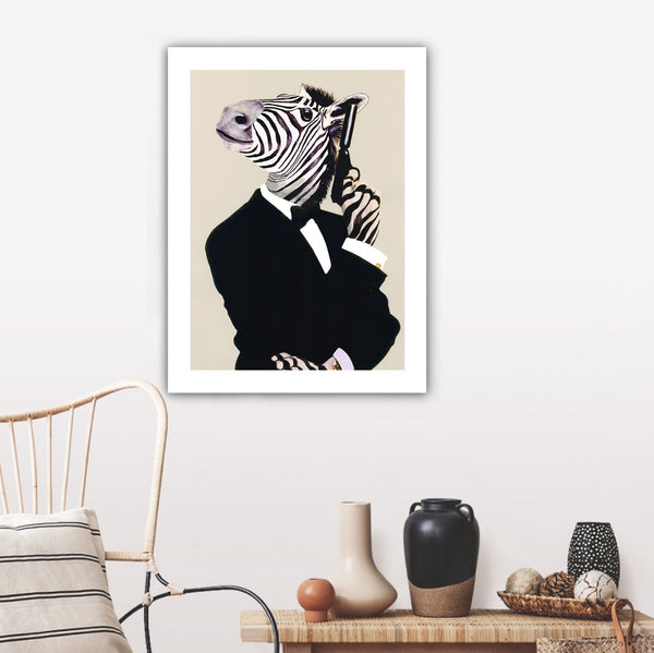 James Bond Zebra Art Print by Coco de Paris
