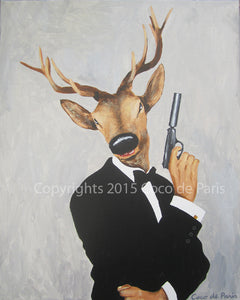 James Bond Deer original canvas painting by Coco de Paris