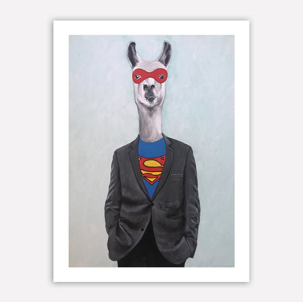 Llama Superman Art Print by Coco de Paris