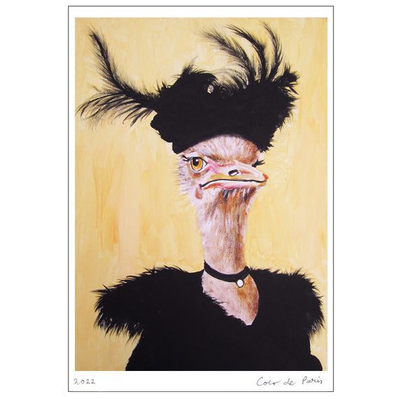 Jetset Ostrich Art Print by Coco de Paris