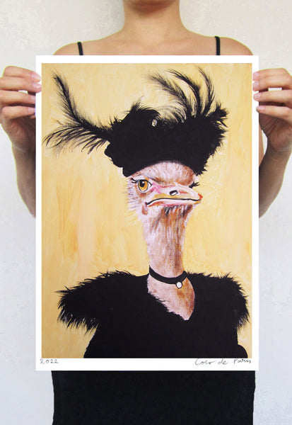 Jetset Ostrich Art Print by Coco de Paris