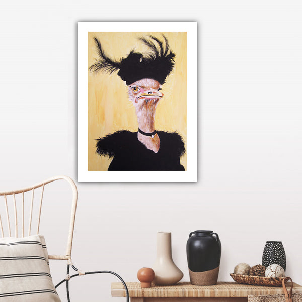 Jetset Ostrich Art Print by Coco de Paris