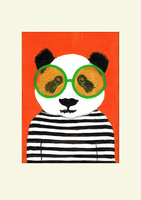 Stripy Panda original painting by Coco de Paris